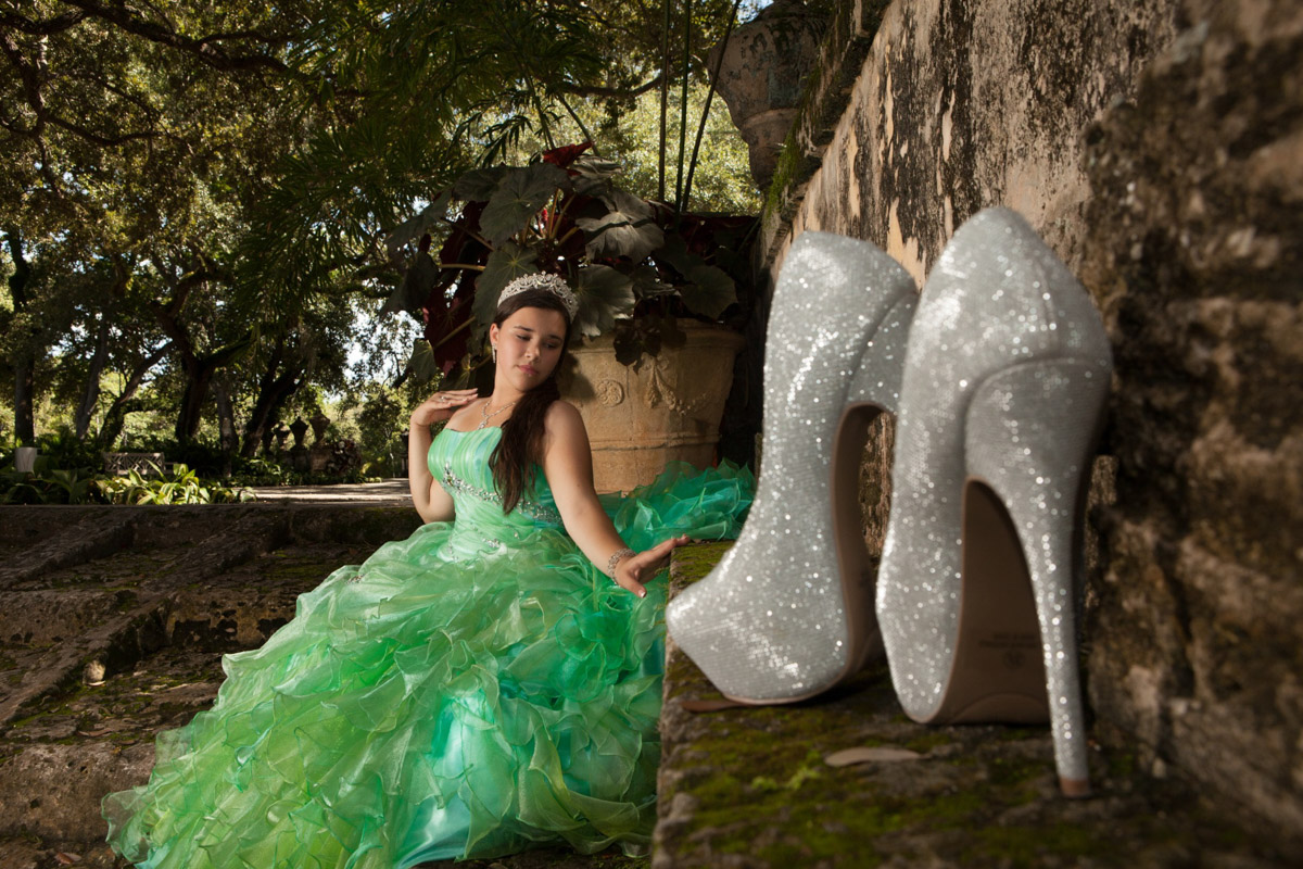 Green quinceañera dress