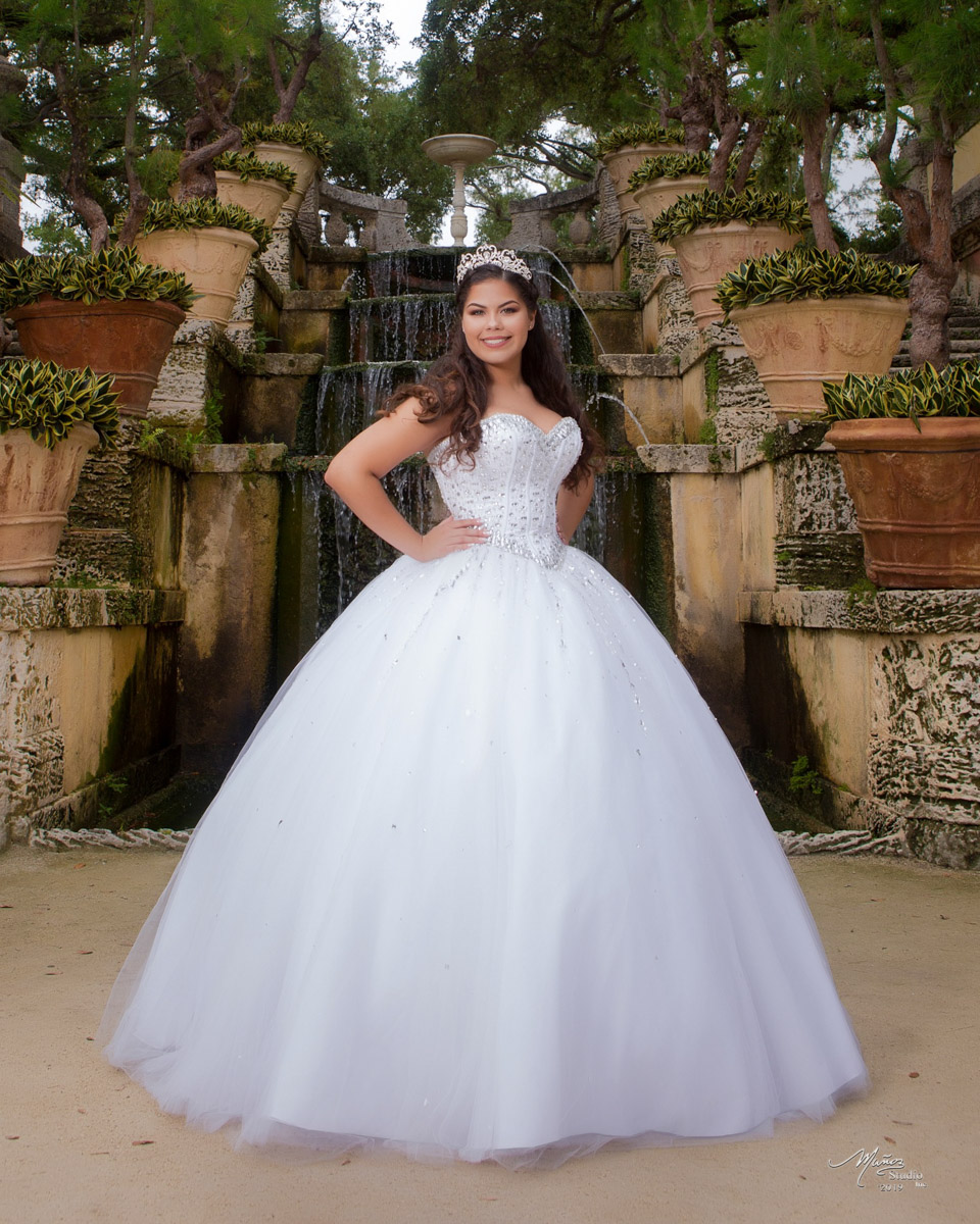White quinceañera dress